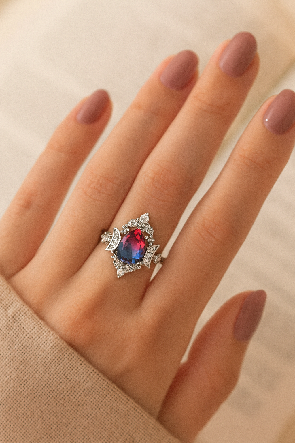 Ethereal Crescent Ring